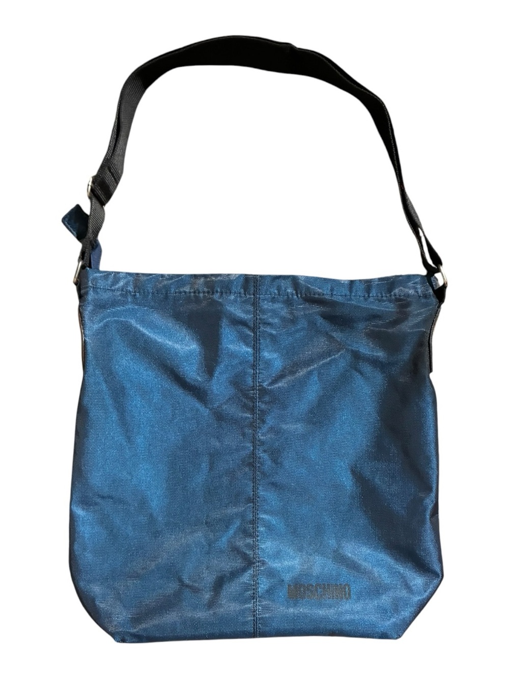 VTG Moschino Nylon Crossbody Bag Reflective Navy